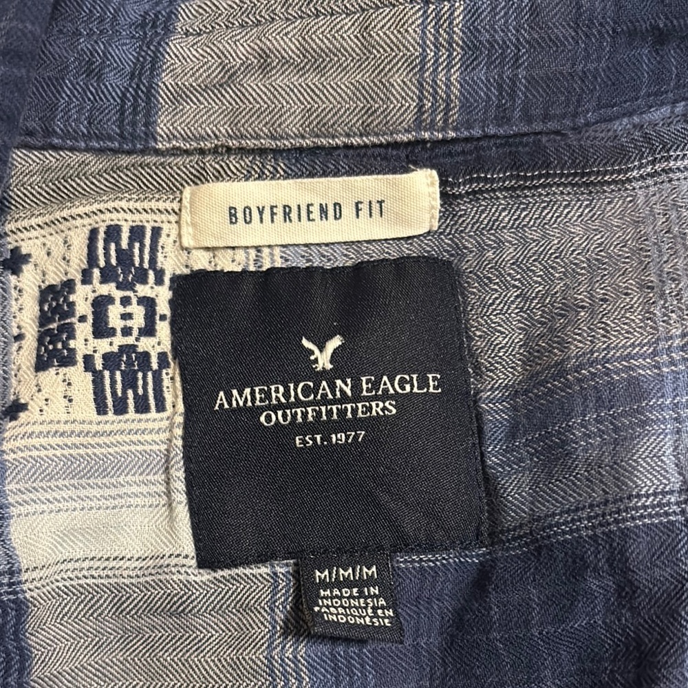 Blue Plaid Button-Up Shirt - Picture 3 of 4